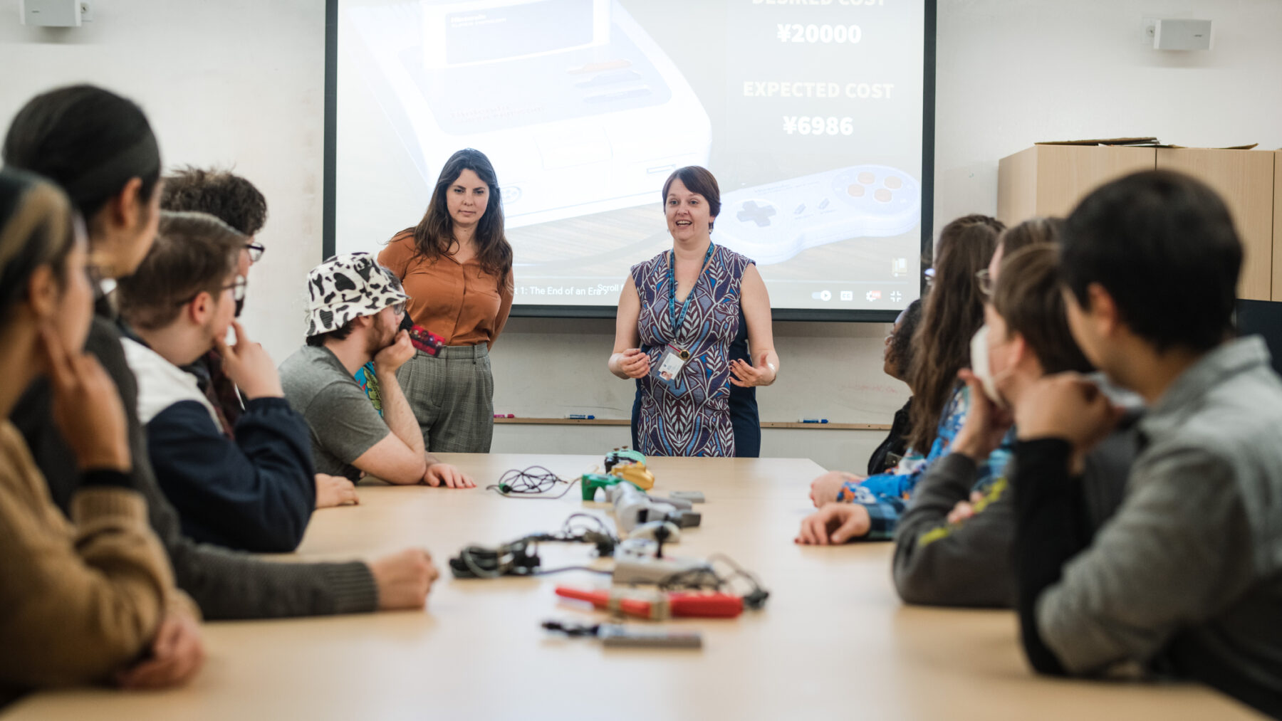 Professor teaching lesson to students